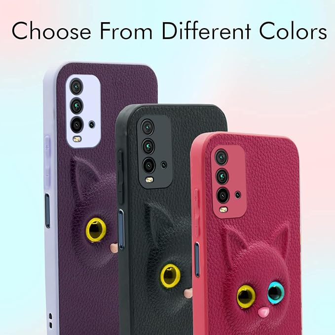 SNP- Redmi 9 Power Back Cover for Girls | Cute Cat Leather Finish | Soft TPU | Case for Mi Redmi 9 Power (Pink) - Image 2
