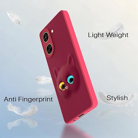 SNP-Back Cover for Poco C71 / Redmi A5 | Cute Cat Leather Finish | Soft TPU | Bumper Case for Girls (Pink) - Image 2