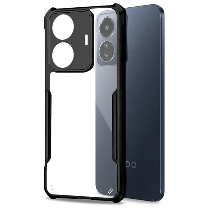 SNP- Backcover for iQOO Z6 Lite (5G) | Camera Protection Shockproof Bumper-Edge | Acrylic Crystal Clear 360 Degree Protection TPU+PC | Transparent Eagle Back Case Cover (Black) - Image 3