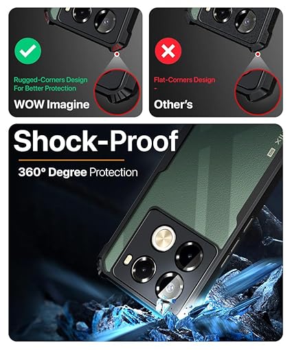 SNP- Shockproof Crystal Clear Back Cover Case for Infinix Note 40 Pro/Note 40 Pro Plus 5G - (PC & TPU, Black Bumper Cover) | 360 Degree Camera Protection | Transparent Hybrid Eagle Back Case Cover - Image 3