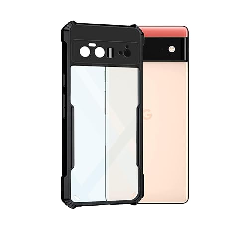 SNP- Shock Proof Clear Protective Back Case for Google Pixel 6 Pro 5G - AirEDGE Technology | 360 Degree Camera Protection | Transparent Hybrid Back Case Mobile Cover - Black - Image 3