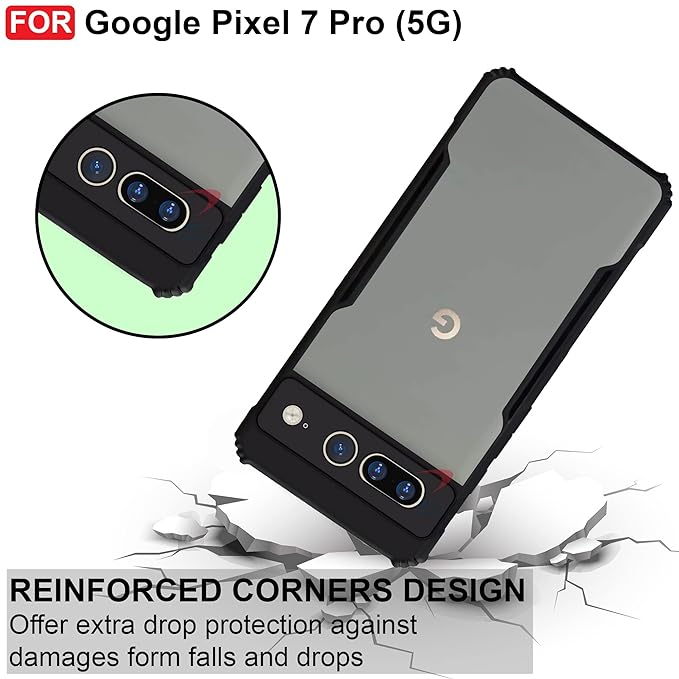 SNP- Crystal Clear Back Cover Case for Google Pixel 7 Pro | 360 Degree Protection | Protective Design | Transparent Case Cover for Google Pixel 7 Pro (PC & TPU, Black Bumper) - Image 3