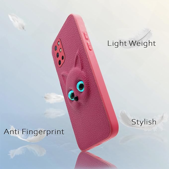 SNP-Oneplus 8T Back Cover for Girls | Cute Cat Leather Finish | Soft TPU | Case for Oneplus 8T (Pink) - Image 3
