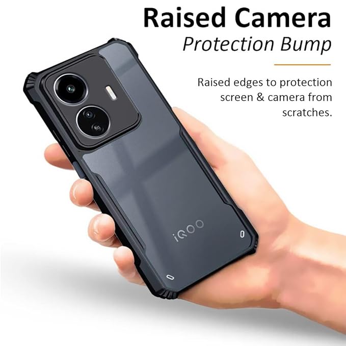 SNP- Backcover for iQOO Z6 Lite (5G) | Camera Protection Shockproof Bumper-Edge | Acrylic Crystal Clear 360 Degree Protection TPU+PC | Transparent Eagle Back Case Cover (Black) - Image 4