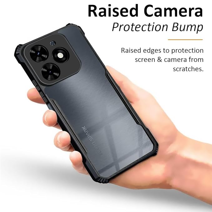 SNP- Crystal Clear Back Cover Case for Tecno Spark Go 2024 | Total Camera Protection | Shockproof Design | Transparent Back (PC & TPU) Tecno Spark Go 2024 (Black Bumper) - Image 4