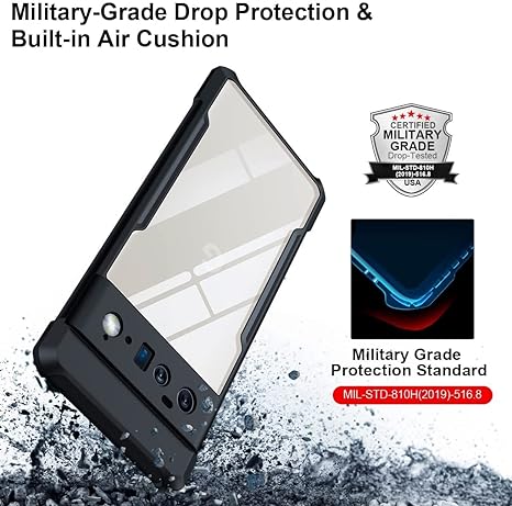 SNP- Shock Proof Clear Protective Back Case for Google Pixel 6 Pro 5G - AirEDGE Technology | 360 Degree Camera Protection | Transparent Hybrid Back Case Mobile Cover - Black - Image 4