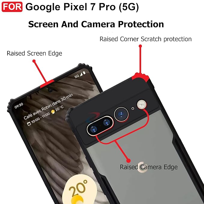 SNP- Crystal Clear Back Cover Case for Google Pixel 7 Pro | 360 Degree Protection | Protective Design | Transparent Case Cover for Google Pixel 7 Pro (PC & TPU, Black Bumper) - Image 4
