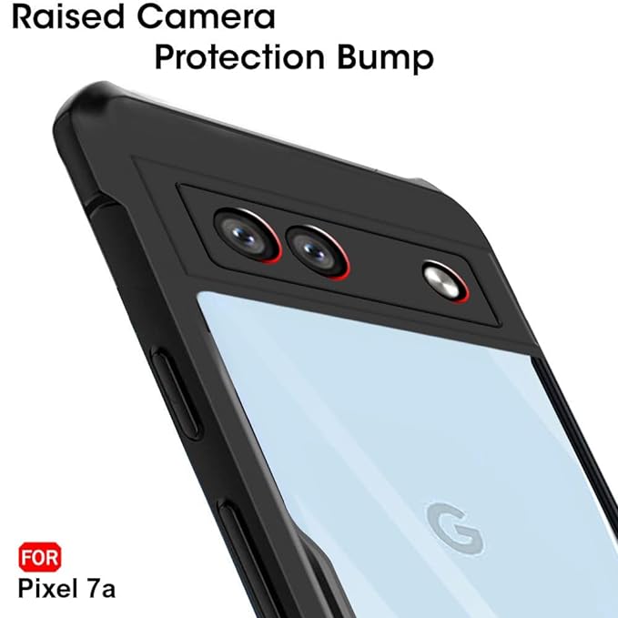 SNP- Shock Proof Clear Protective Back Case for Google Pixel 7A - AirEDGE Technology | 360 Degree Camera Protection | Transparent Hybrid Back Case Mobile Cover - Black - Image 4