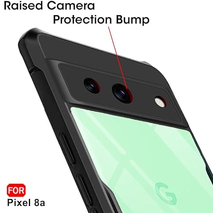 SNP- Shockproof Bumper - Crystal Clear Transparent Back Case Cover Compatible with Google Pixel 8A | Minimalist PC+TPU 360 Protection Tough Rugged Design - Black - Image 4