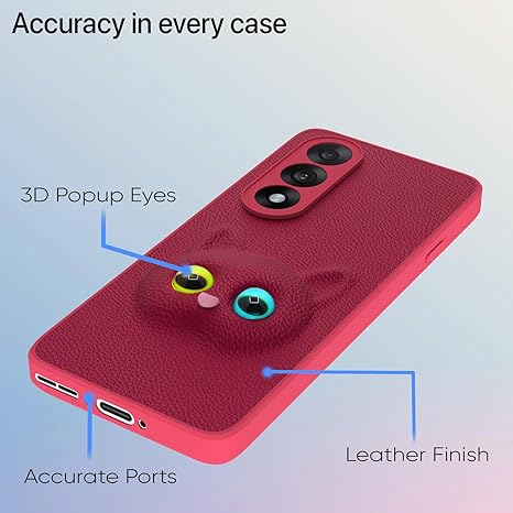 SNP- Back Cover for Oneplus Nord 5 5G | Cute Cat Leather Finish for Girls | Soft TPU | Bumper Case (Pink) - Image 4