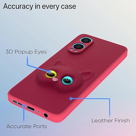 SNP- Back Cover for Girls | Cute Cat Leather Finish | Soft TPU | Bumper Case for OnePlus Nord CE 4 Lite 5G (Pink) - Image 4