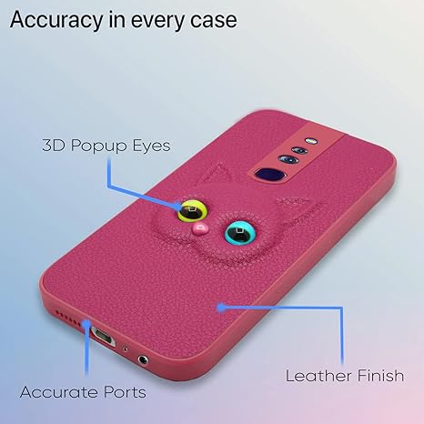 SNP- Oppo F11 Pro Back Cover for Girls | Cute Cat Leather Finish | Soft TPU | Case for Oppo F11 Pro (PINK) - Image 4