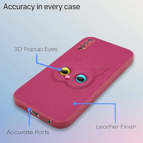 SNP- Realme 7 / Narzo 30 4G / Narzo 20 Pro Back Cover for Girls | Cute Cat Leather Finish | Soft TPU Case (Pink) - Image 4