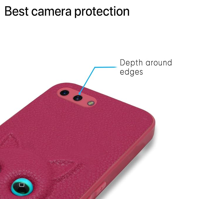 SNP- Oppo A3s / Realme C1 Back Cover for Girls | Cute Cat Leather Finish | Soft TPU | Case for Oppo A3s / Realme C1 (Pink) - Image 5
