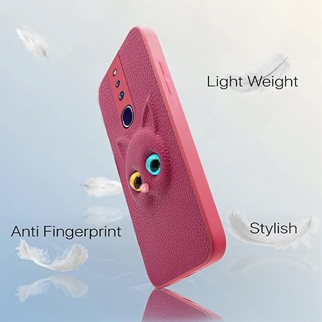 SNP- Oppo F11 Pro Back Cover for Girls | Cute Cat Leather Finish | Soft TPU | Case for Oppo F11 Pro (PINK) - Image 5