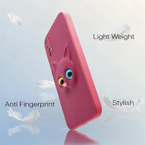 SNP- Realme 7 / Narzo 30 4G / Narzo 20 Pro Back Cover for Girls | Cute Cat Leather Finish | Soft TPU Case (Pink) - Image 5