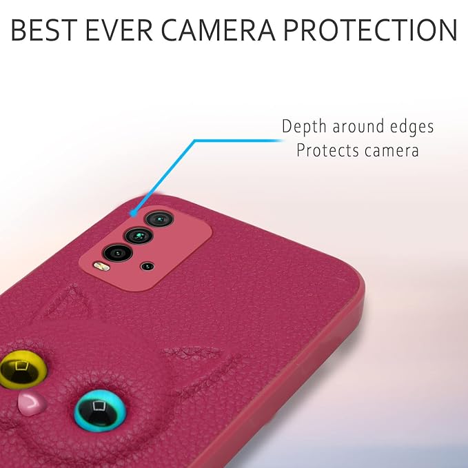 SNP- Redmi 9 Power Back Cover for Girls | Cute Cat Leather Finish | Soft TPU | Case for Mi Redmi 9 Power (Pink) - Image 5