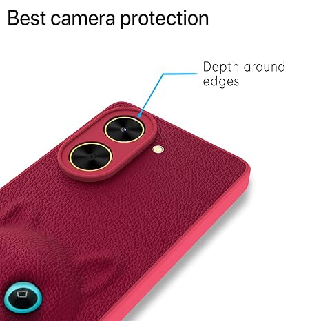 SNP-Back Cover for Poco C71 / Redmi A5 | Cute Cat Leather Finish | Soft TPU | Bumper Case for Girls (Pink) - Image 5