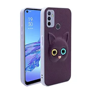 SNP- Oppo A53 Back Cover for Girls | Cute Cat Leather Finish | Soft TPU | Case for Oppo A53 (PURPLE) - Image 2
