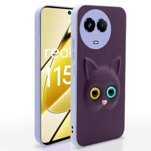 SNP- Realme 11 / 11X 5G / Narzo 60X 5G Back Cover for Girls | Cute Cat Leather Finish | Soft TPU | Case for Realme 11 / 11X 5G / Narzo 60X 5G (PURPLE)
