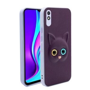 SNP- Redmi 9A / 9i / 9A Sport Back Cover for Girls | Cute Cat Leather Finish | Soft TPU | Case for Mi Redmi 9A / 9i / 9A Sport (PURPLE)