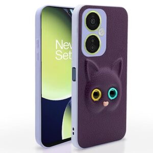 SNP- OnePlus Nord Ce 3 Lite 5G Back Cover for Girls | Cute Cat Leather Finish | Soft TPU | Case for OnePlus Nord Ce 3 Lite 5G (PURPLE)