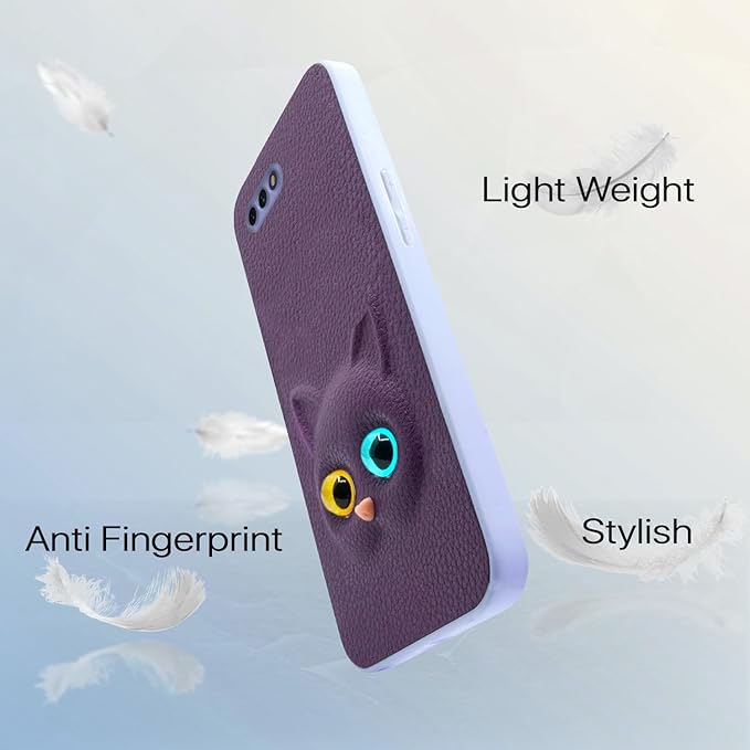 SNP- Oppo A3s / Realme C1 Back Cover for Girls | Cute Cat Leather Finish | Soft TPU | Case for Oppo A3s / Realme C1 (PURPLE) - Image 2