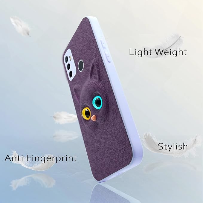 SNP- Oppo A53 Back Cover for Girls | Cute Cat Leather Finish | Soft TPU | Case for Oppo A53 (PURPLE) - Image 3