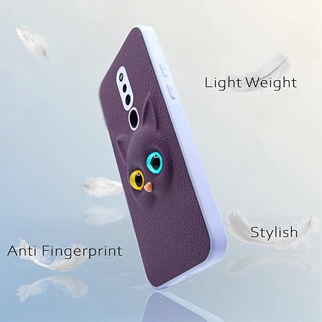 SNP- Oppo F11 Pro Back Cover for Girls | Cute Cat Leather Finish | Soft TPU | Case for Oppo F11 Pro (Purple) - Image 2