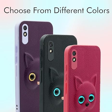 SNP- Redmi 9A / 9i / 9A Sport Back Cover for Girls | Cute Cat Leather Finish | Soft TPU | Case for Mi Redmi 9A / 9i / 9A Sport (PURPLE) - Image 2