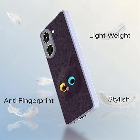 SNP-Back Cover for Poco C71 / Redmi A5 | Cute Cat Leather Finish | Soft TPU | Bumper Case for Girls (PURPLE) - Image 2