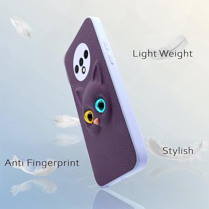 SNP- Oneplus 7T Back Cover for Girls | Cute Cat Leather Finish | Soft TPU | Case for Oneplus 7T (PURPLE) - Image 2