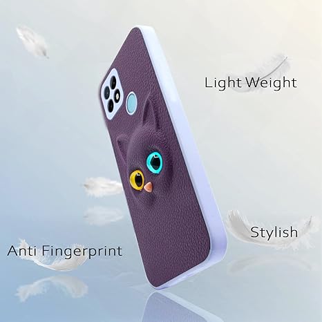 SNP- Redmi 10A / Redmi 9 / 9C / 9 Activ/Poco C31 Back Cover for Girls | Cute Cat Leather Finish | Soft TPU | Case for Mi Redmi 10A / Redmi 9 / 9C / 9 Activ/Poco C31 (PURPLE) - Image 3