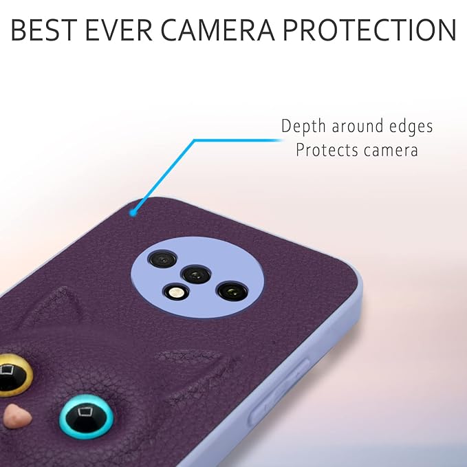 SNP- Oneplus 7T Back Cover for Girls | Cute Cat Leather Finish | Soft TPU | Case for Oneplus 7T (PURPLE) - Image 4