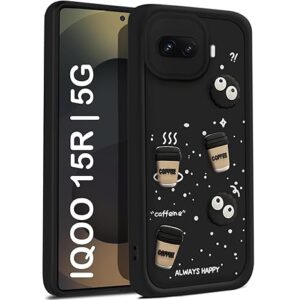 SNP- Silicone Back Cover Case for iQOO 15R 5G | Cute Fun 3D Cartoon, Coffee Design Silicone Case | Camera Protection Bump | Shockproof Back Cover Case for iQOO 15R 5G (Coffe Mug Black)