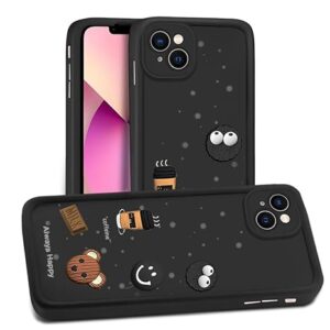 SNP- Back Case Cover Compatible for iPhone 13 | Cute Fun Cartoon 3D Ball Coffee Silicone Case | Body Protection | Camera Protection | Shock Proof (BLACK)