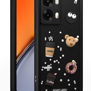 SNP- Back Cover for Oppo A6 Pro 5G | Cute Fun 3D Cartoon, Coffee Design Silicone Case | Full Body Protection Bumper Case (Black)