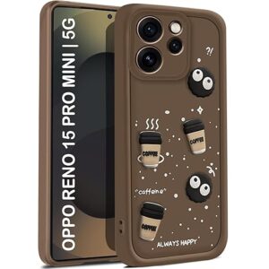 SNP- Coffee Case for Oppo Reno 15 Pro Mini 5G | Cute 3D Cartoon Ball Design | Soft Silicone Back Cover for Oppo Reno 15 Pro Mini 5G | Full Body & Camera Protection | BROWN