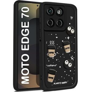 SNP- Back Case Cover Compatible for Motorola Moto Edge 70 5G | Cute Fun Cartoon 3D Ball | Coffee Silicone Case | Camera Protection | Body Protection | Shock Proof | Color Black