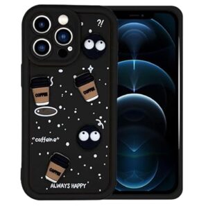 SNP- Back Case Cover Compatible for iPhone 13 PRO | Cute Fun Cartoon 3D Ball Coffee Silicone Case | Body Protection | Camera Protection | Shock Proof (BLACK)