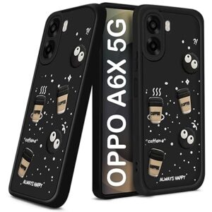 SNP- Coffee Case for Oppo A6X 5G | Cute 3D Cartoon Ball Design | Soft Silicone Back Cover for Oppo A6X 5G | Full Body & Camera Protection | BLACK