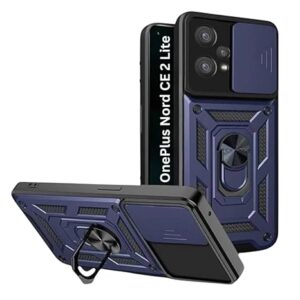 SNP-Back Case for Oneplus Nord CE2 Lite 5G with Camera Slider and Ring Stand, 360 Degree Protection (Blue)