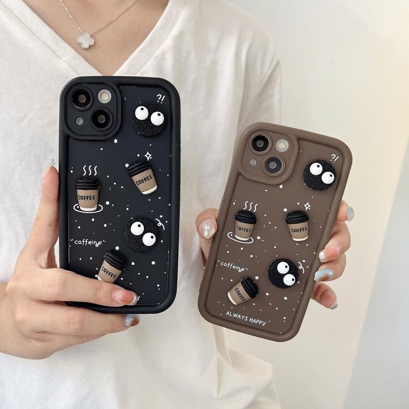 SNP- Back Case Cover Compatible for iPhone 14 PRO | Cute Fun Cartoon 3D Ball Coffee Silicone Case | Body Protection | Camera Protection | Shock Proof (BROWN) - Image 2