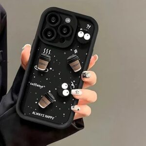 SNP- Back Case Cover Compatible for iPhone 12 PRO | Cute Fun Cartoon 3D Ball Coffee Silicone Case | Body Protection | Camera Protection | Shock Proof (BLACK)