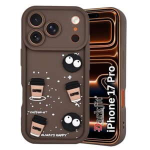SNP- Back Case Cover Compatible for iPhone 17 PRO | Cute Fun Cartoon 3D Ball Coffee Silicone Case | Body Protection | Camera Protection | Shock Proof (BROWN)