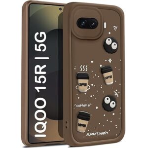 SNP- Silicone Back Cover Case for iQOO 15R 5G | Cute Fun 3D Cartoon, Coffee Design Silicone Case | Camera Protection Bump | Shockproof Back Cover Case for iQOO 15R 5G (Coffe Mug BROWN)