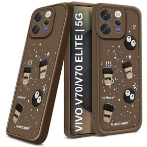 SNP- Coffee Case for Vivo V70 / V70 Elite 5G | Cute 3D Cartoon Ball Design | Soft Silicone Back Cover for Vivo V70 / V70 Elite 5G | Full Body & Camera Protection | BROWN