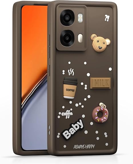 SNP- Back Cover for Oppo A6 Pro 5G | Cute Fun 3D Cartoon, Coffee Design Silicone Case | Full Body Protection Bumper Case (BROWN)