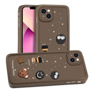 SNP- Back Case Cover Compatible for iPhone 13 | Cute Fun Cartoon 3D Ball Coffee Silicone Case | Body Protection | Camera Protection | Shock Proof (BROWN)