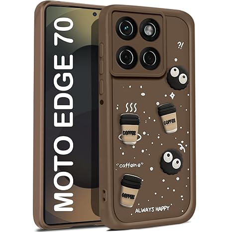 SNP- Back Case Cover Compatible for Motorola Moto Edge 70 5G | Cute Fun Cartoon 3D Ball | Coffee Silicone Case | Camera Protection | Body Protection | Shock Proof | Color BROWN